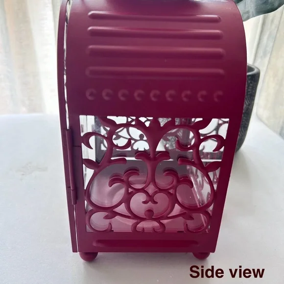 π΄IKEA Gottgora Vintage Red Scroll Decorative Metal Lantern - Picture 8 of 12